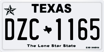 TX license plate DZC1165