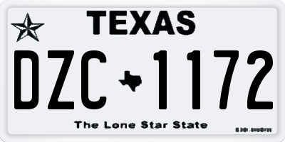 TX license plate DZC1172