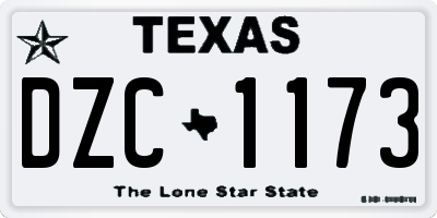 TX license plate DZC1173