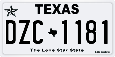 TX license plate DZC1181