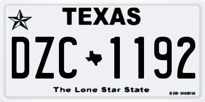 TX license plate DZC1192