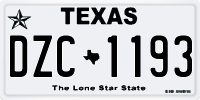 TX license plate DZC1193