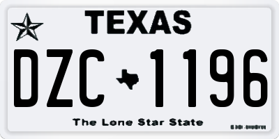 TX license plate DZC1196