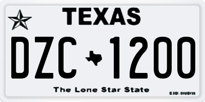 TX license plate DZC1200