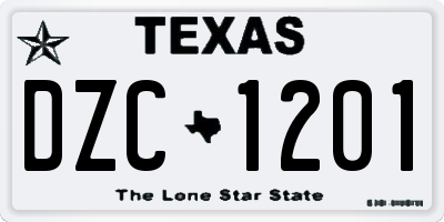 TX license plate DZC1201