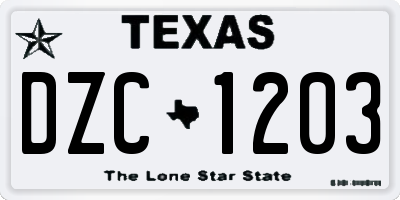 TX license plate DZC1203