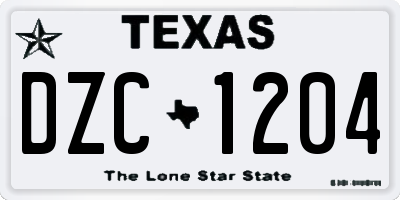 TX license plate DZC1204