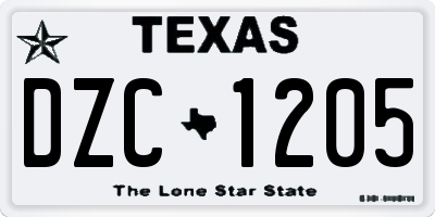 TX license plate DZC1205