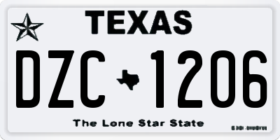 TX license plate DZC1206