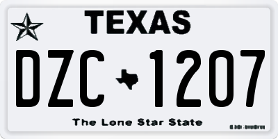 TX license plate DZC1207