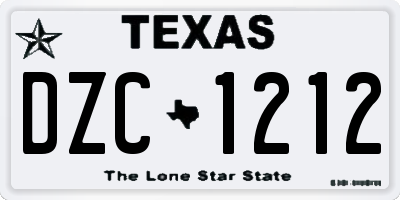 TX license plate DZC1212