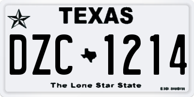 TX license plate DZC1214