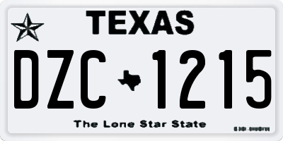 TX license plate DZC1215