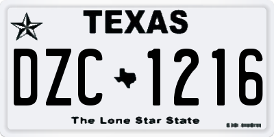 TX license plate DZC1216