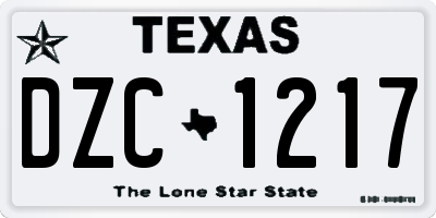TX license plate DZC1217