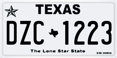 TX license plate DZC1223