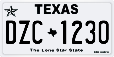 TX license plate DZC1230