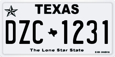 TX license plate DZC1231