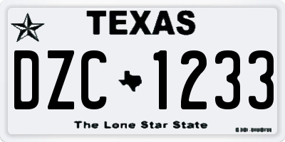 TX license plate DZC1233