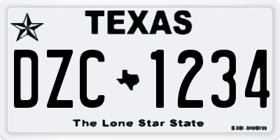 TX license plate DZC1234