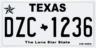 TX license plate DZC1236
