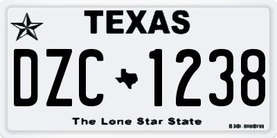 TX license plate DZC1238