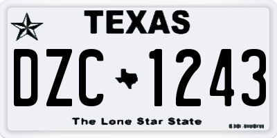 TX license plate DZC1243