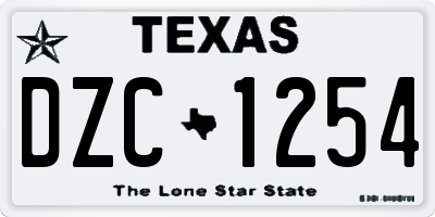 TX license plate DZC1254