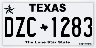 TX license plate DZC1283