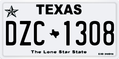 TX license plate DZC1308