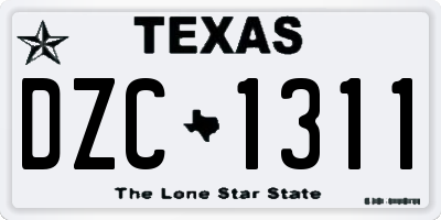 TX license plate DZC1311