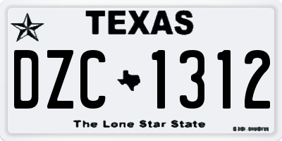 TX license plate DZC1312