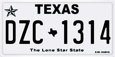 TX license plate DZC1314