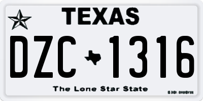 TX license plate DZC1316