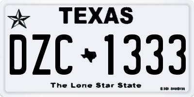 TX license plate DZC1333