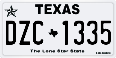 TX license plate DZC1335