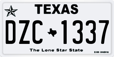TX license plate DZC1337