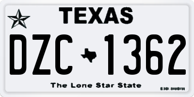 TX license plate DZC1362