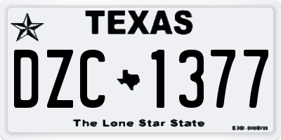 TX license plate DZC1377