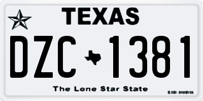 TX license plate DZC1381