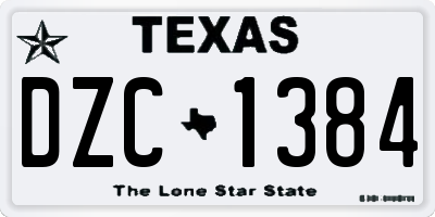 TX license plate DZC1384