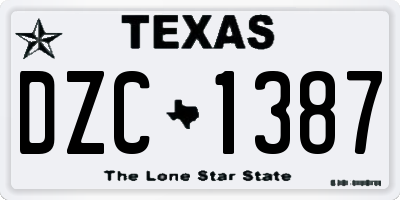 TX license plate DZC1387