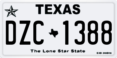 TX license plate DZC1388