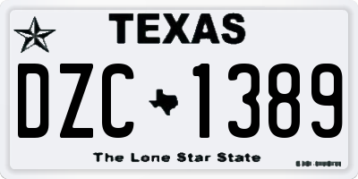 TX license plate DZC1389
