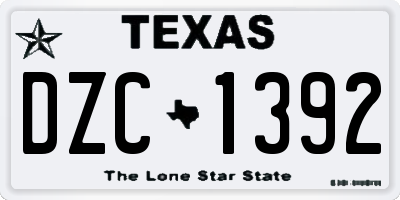 TX license plate DZC1392