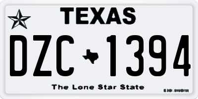 TX license plate DZC1394