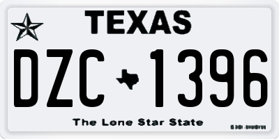 TX license plate DZC1396