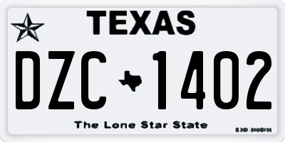 TX license plate DZC1402