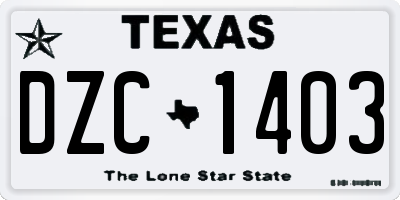 TX license plate DZC1403