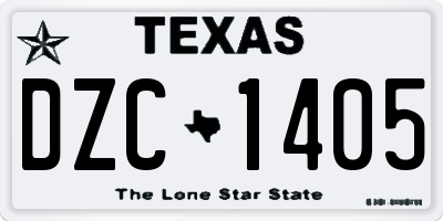 TX license plate DZC1405